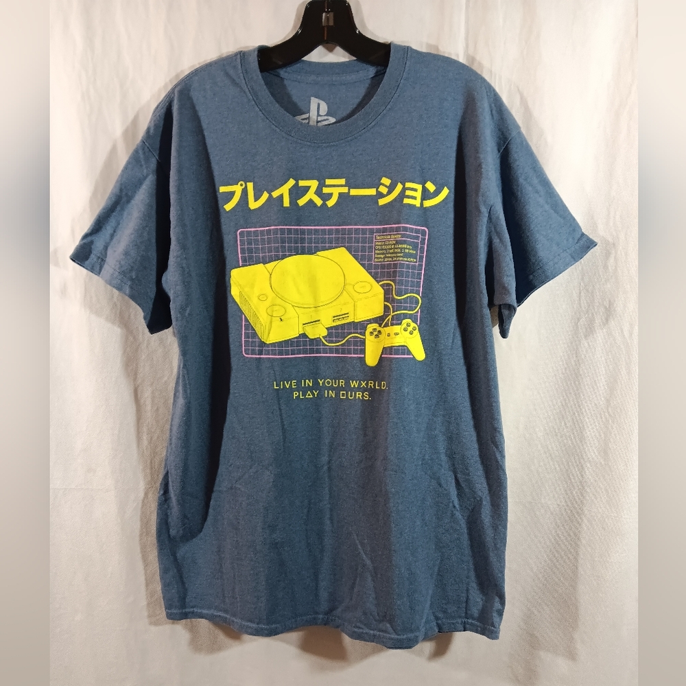 Sony Playstation Graphic T-Shirt Mens Large Live in your wxrld Play in ours